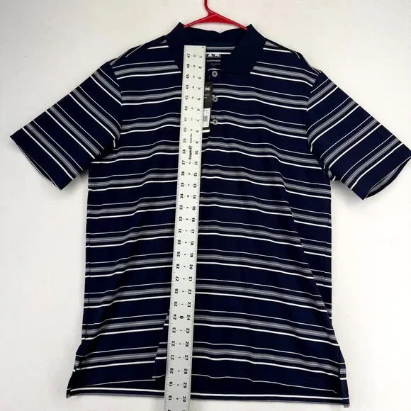 adidas Golf puremotion Mens Moisture Wicking Blue/White Performance Polo L‎ NEW - Picture 11 of 11